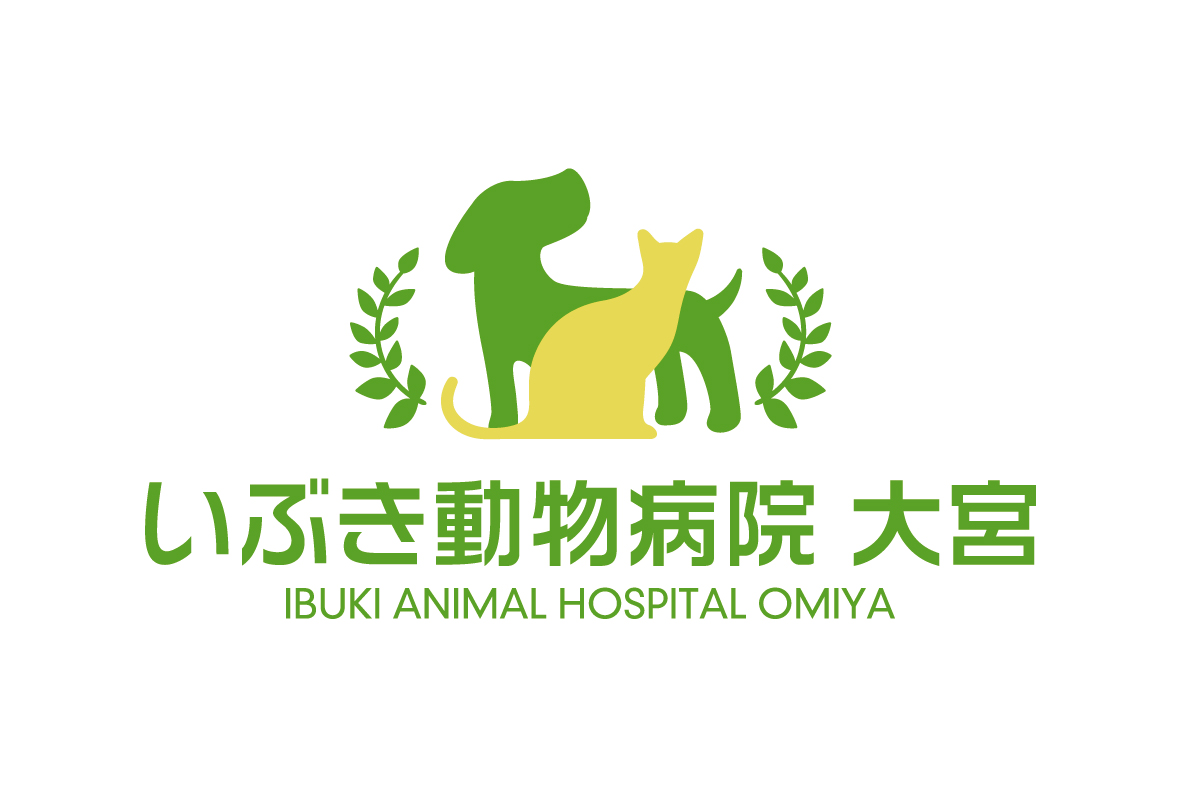 かわいい犬と猫のシルエットがモチーフの動物病院のロゴ