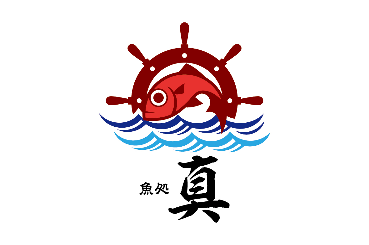飲食店(寿司・魚介料理・海鮮料理)より発注いただいた海で勢いよく跳ねる魚(金目鯛)を表現したレッドとブルーが印象的なロゴマークです。