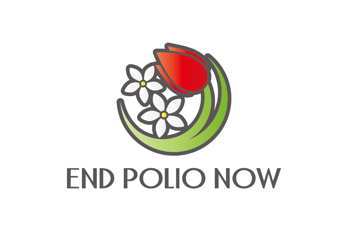 ポリオ撲滅運動で配布する商品につけるため発注されたロゴマークです。赤いチューリップ、白いジャスミンの花を使い制作したデザインです。