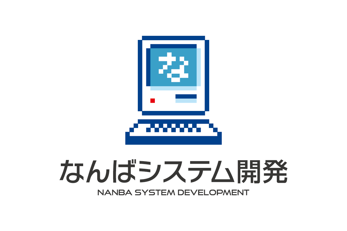 パソコンモニタにピクセルで社名の頭文字を映し出し、あえて昔のゲーム画面のような年代物の古きよき昭和の時代を感じさせるロゴマークです。