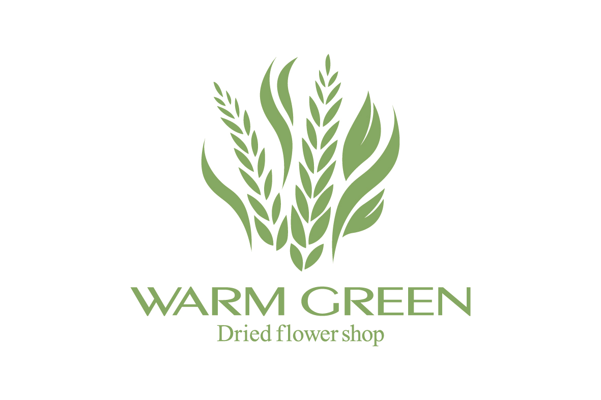 ドライフラワーショップより発注されたロゴマークです。穏やかに揺れる植物をシンボルに制作したライトグリーンのデザインです。