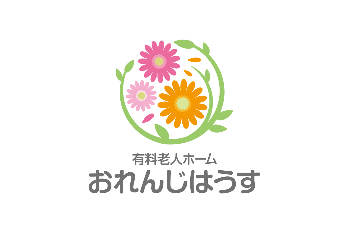 オレンジとピンクの花をモチーフにした介護・福祉事業所ロゴ | ロゴ